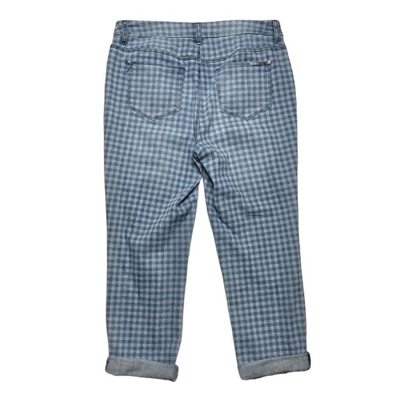 Chico’s 8 So Slimming Girlfriend Crop jeans blue gingham - Picture 4 of 9